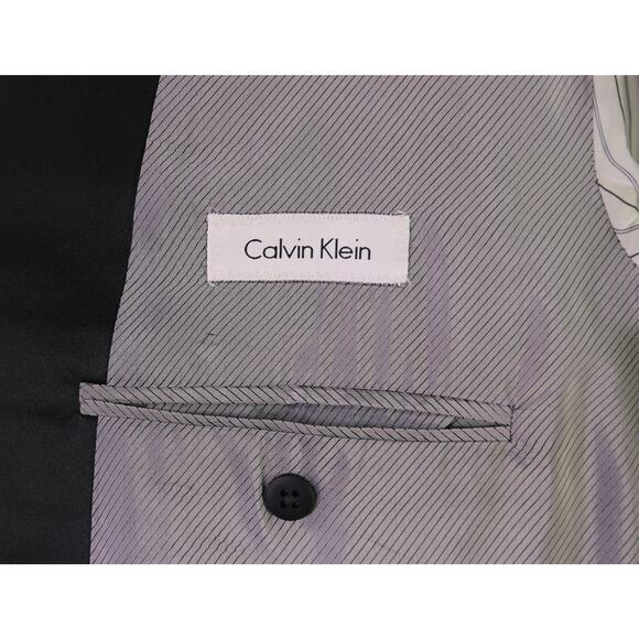 Calvin Klein Black 2-Btn Formal Tuxedo Blazer Jacket Wool 46L - Picture 7 of 8